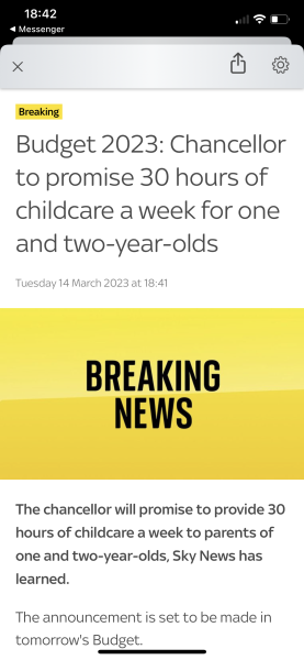 30 hours for 1.5 year olds and over expected tomorroe