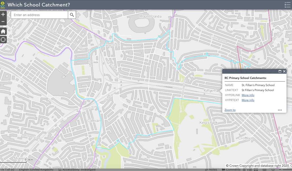 I don't understand Glasgow's school catchment tool thing, any help?