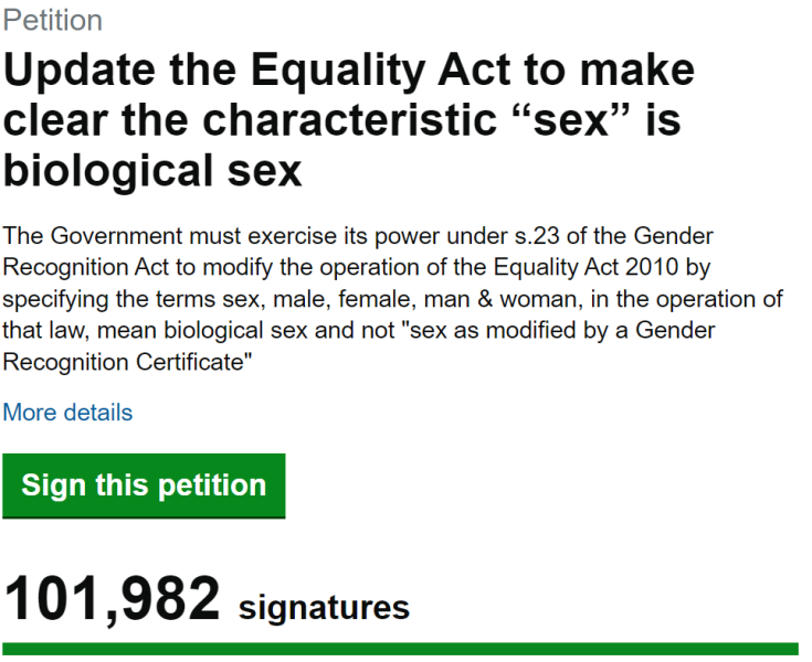 Update Equalities Act so sex means biological sex