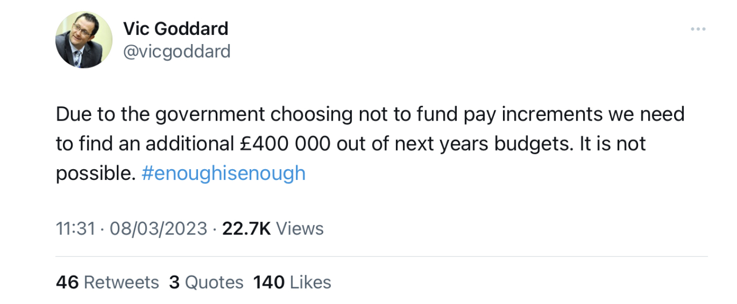 Govt doing nothing to avert next week's two day teacher strike (England)
