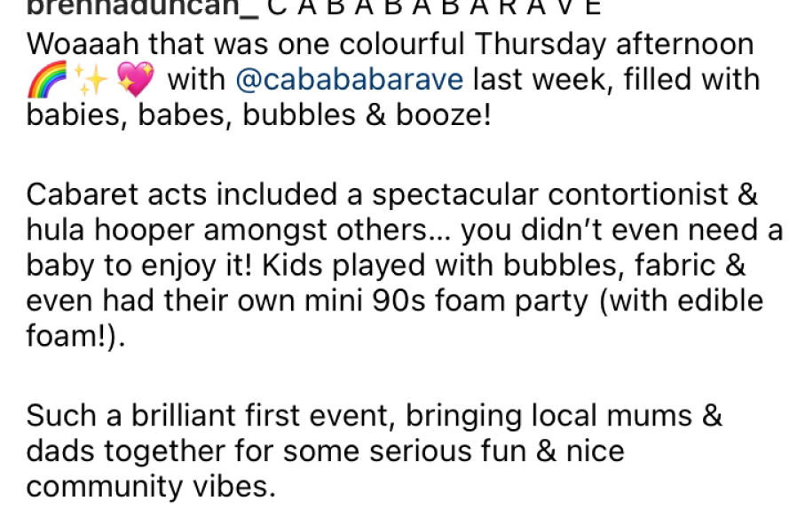 Caba Baba Rave - take your baby to watch nearly naked men in fetish gear