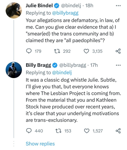 Julie Bindel v Billy Bragg