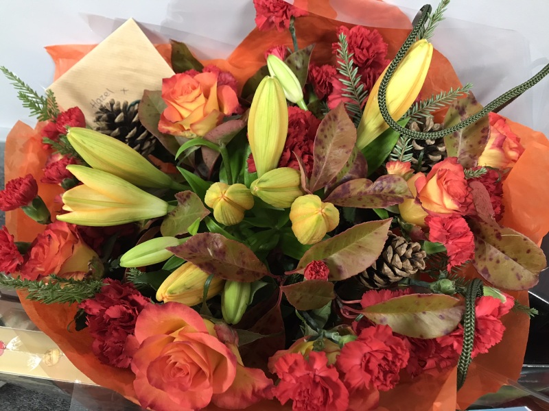 No words, just flowers for Claire .