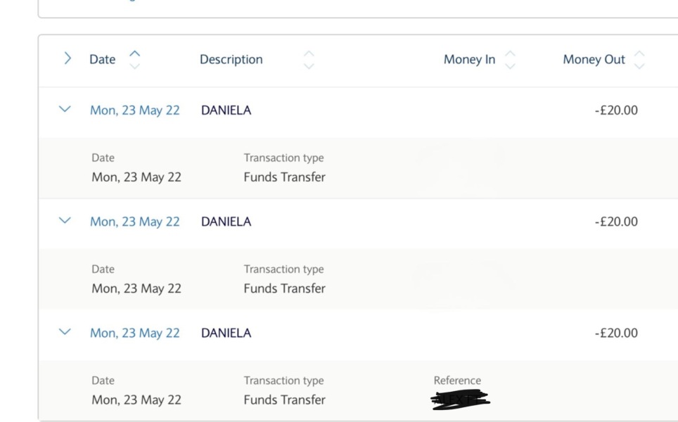 Unusual bank withdrawals all to girls names