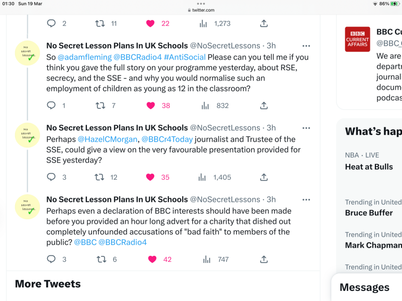 Tanya Carter from SSA live on Radio4 at noon today #RSEdebate