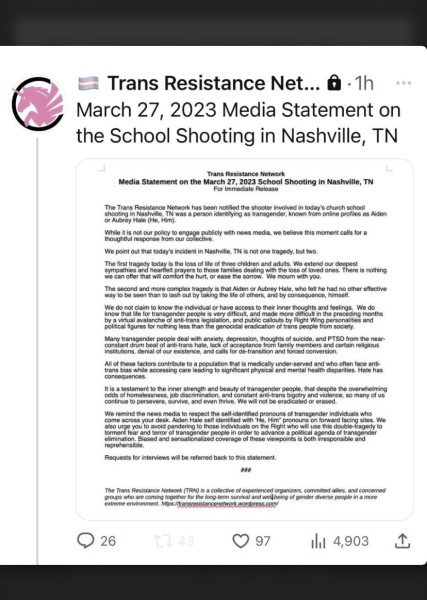 Is the Trans shooter in Nashville Male or Female?