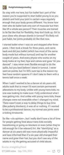 Comparing being a dancer to being trans...