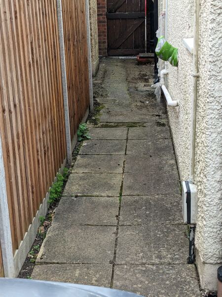 Damp bungalow wall