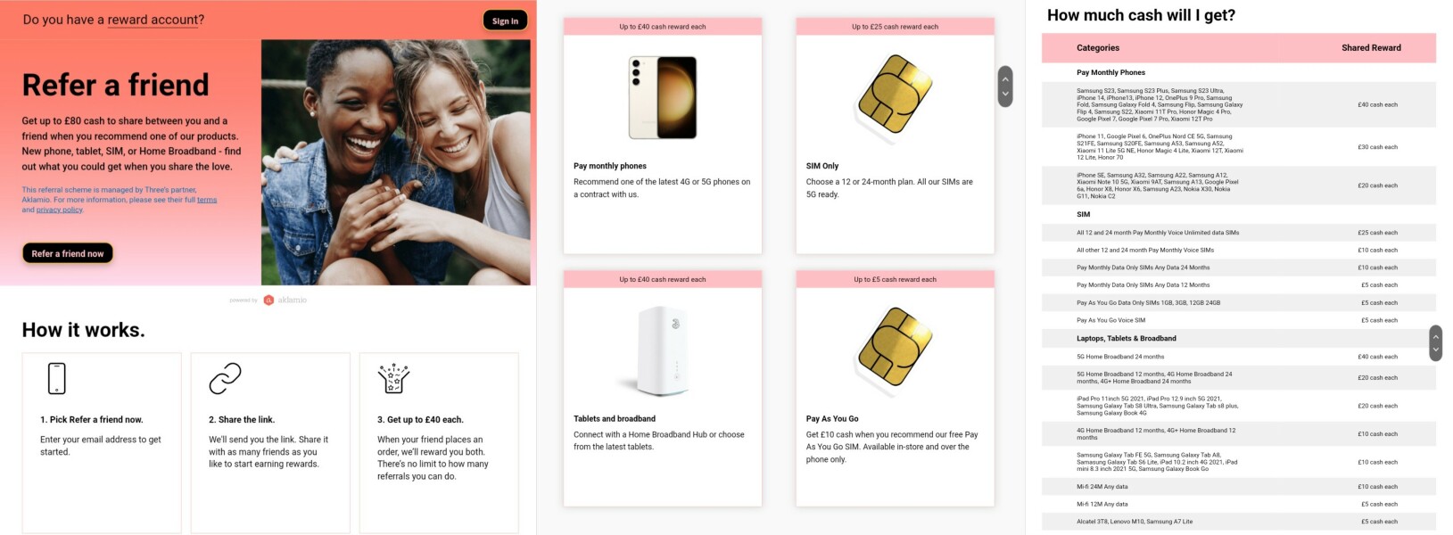 Three mobile upto £40 free cashback