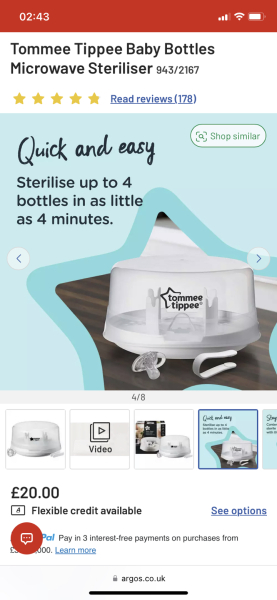 Sterilising formula bottles