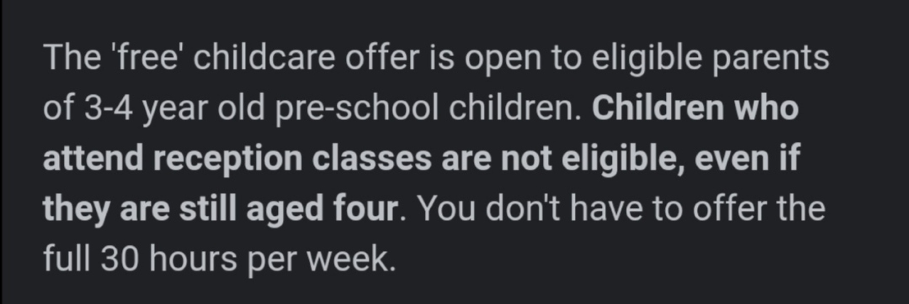 To be annoyed that 30 h free childcare...