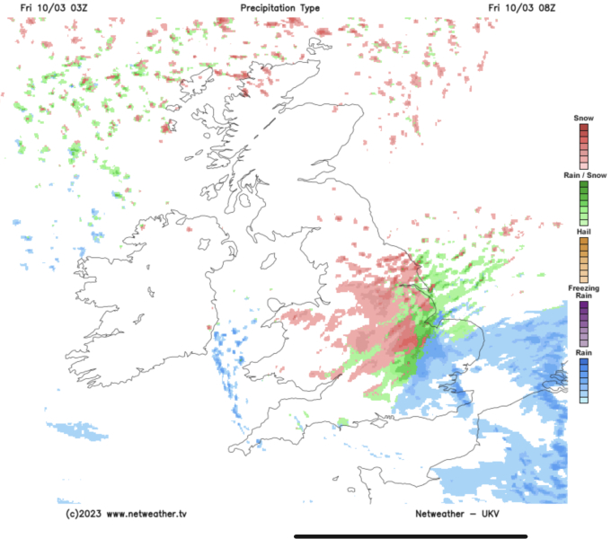 Amber snow warning for 9th and 10th March in the Pennines and Peak district.