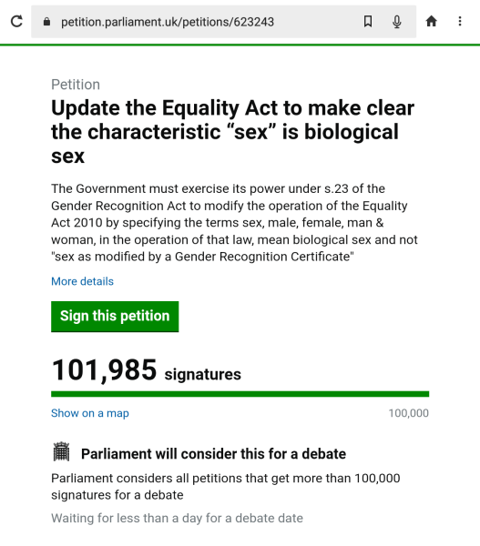 100,000 signatures on the Equality Act -  What next 