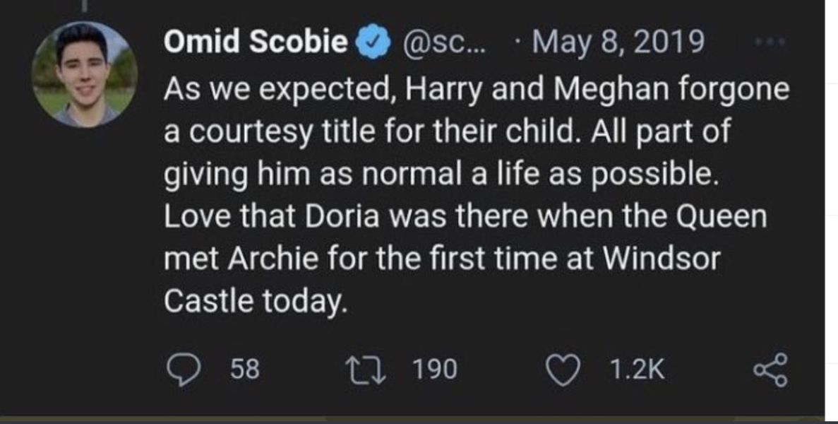 HRH Prince Archie Harrison 0f Sussex and HRH Princess Lilibet Diana of Sussex