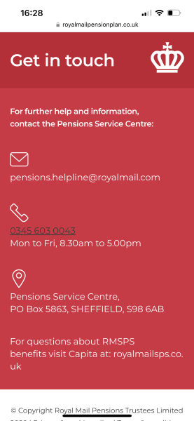 DH wants to cash in a Royal Mail pension 