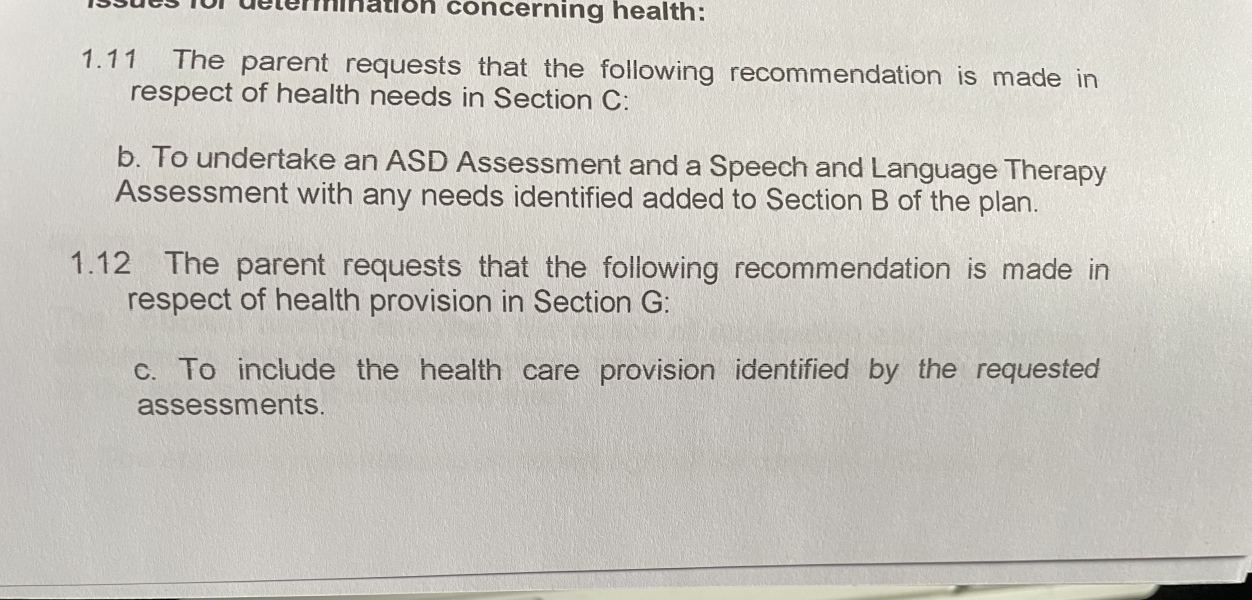 Asd assessment for sendist tribunal 