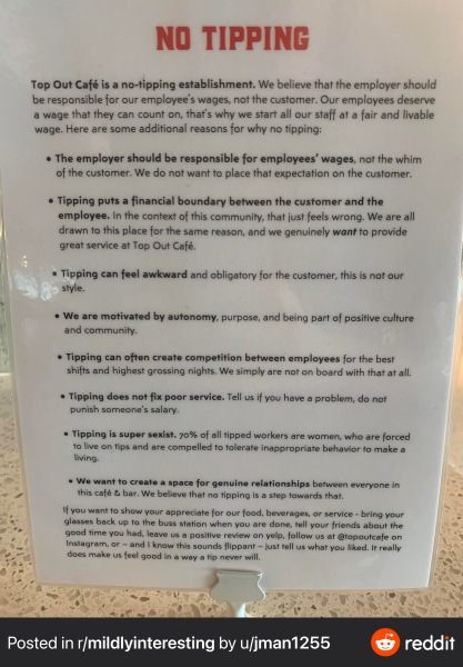 To think restaurants shouldn't be allowed to add service charges?