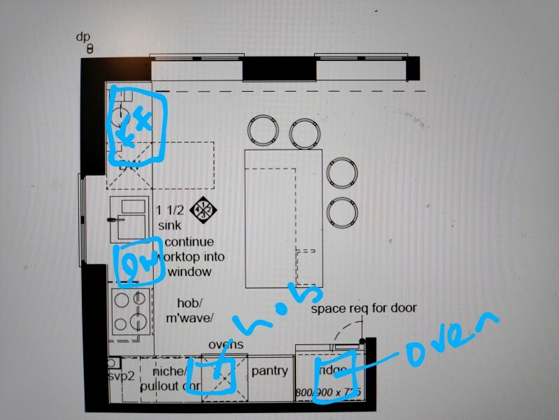 New kitchen plan - can I reach the fridge?