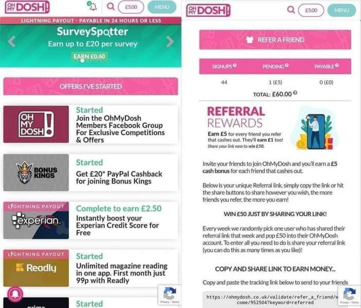 Free £22  no deposit no ID via ohmydosh