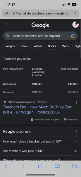 Out of complete nosinesses, how much do teachers get paid?