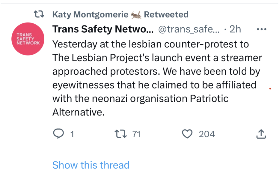 Film of protest outside the Lesbian Project meeting