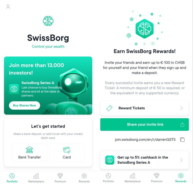 Swissborg upto £88 free instant 