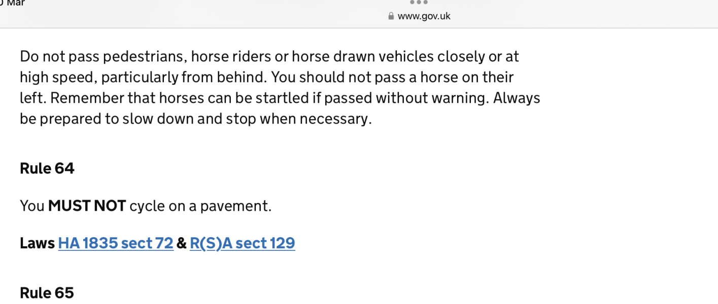 To feel unsafe when cyclists use pavements illegally?