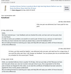 Amazon order: Ordered two pairs of boots but only received one