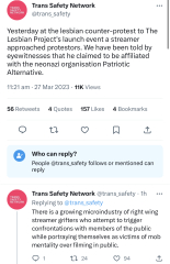 Film of protest outside the Lesbian Project meeting