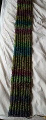 Balls'd up scarf knitting. 2nd wool is different! 