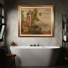 Putting a Landseer painting in a modern bathroom