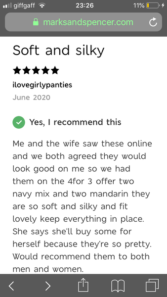 Do you think it is ok for men to post sexualised reviews of women's knickers on M&S website?