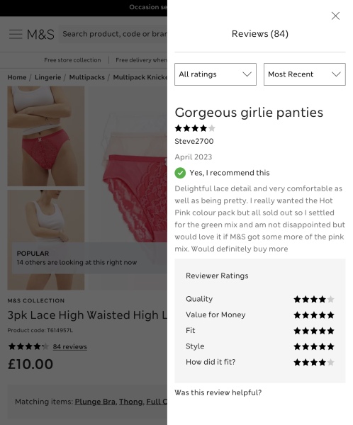 Do you think it is ok for men to post sexualised reviews of women's knickers on M&S website?