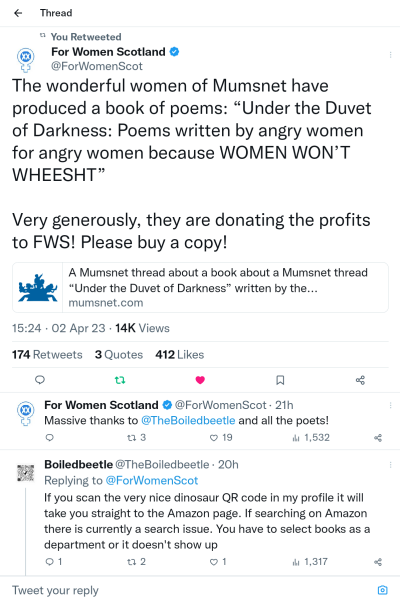A Mumsnet thread about a book about a Mumsnet thread “Under the Duvet of Darkness” written by the women of Mumsnet