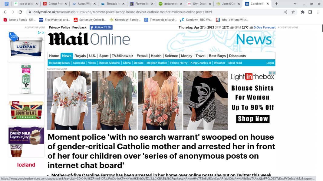 Caroline F - new arrest / harassment ?