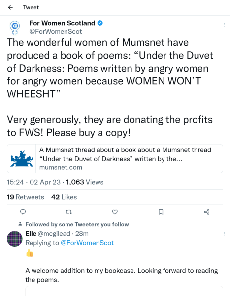 A Mumsnet thread about a book about a Mumsnet thread “Under the Duvet of Darkness” written by the women of Mumsnet