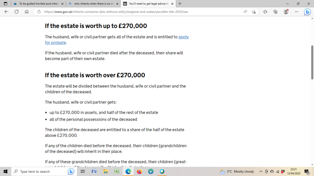 To be gutted horrible aunt inherits grandad's money