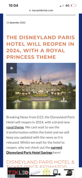 Disneyland hotel Paris opening?