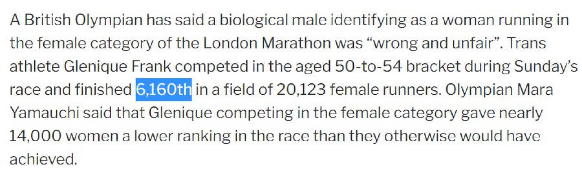 London marathon accepts trans women as women