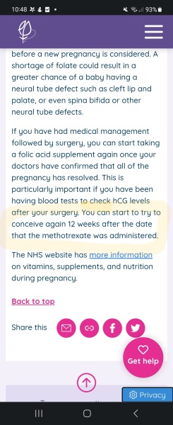 Info on methotrexate given for ectopic pregnancy?