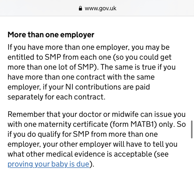 Statutory maternity pay 2 jobs
