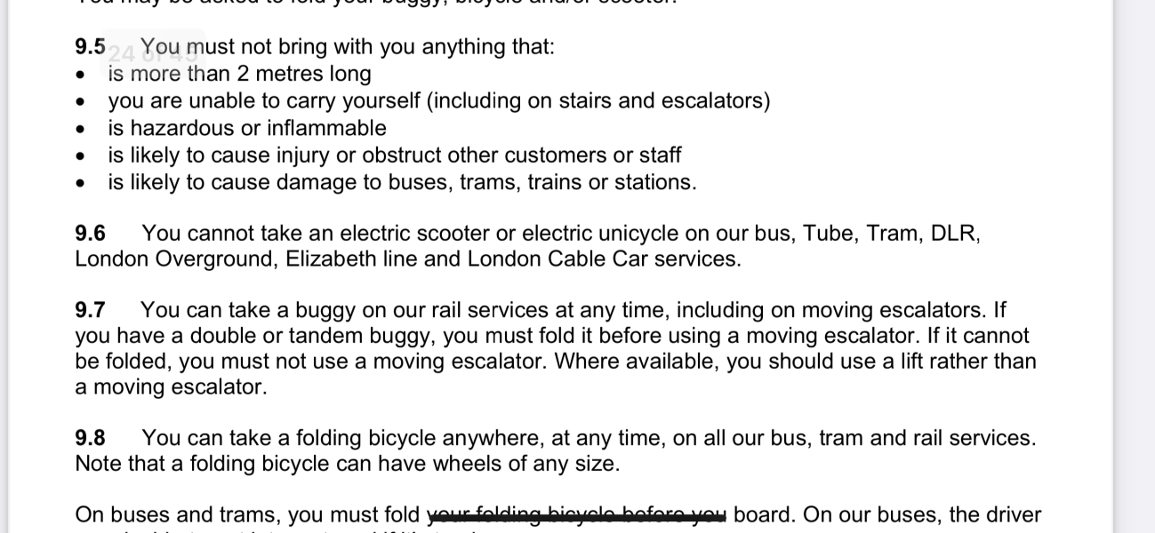 Not to use tube escalators with pushchair