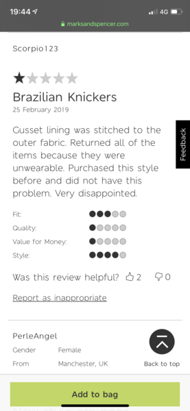 Do you think it is ok for men to post sexualised reviews of women's knickers on M&S website?