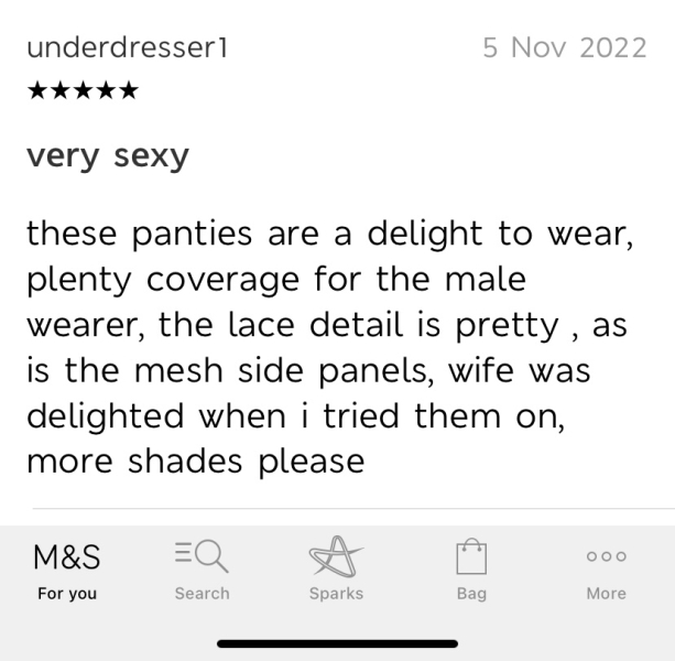 Do you think it is ok for men to post sexualised reviews of women's knickers on M&S website?
