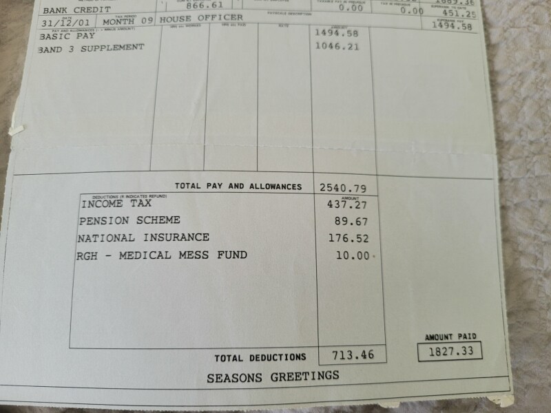 My payslip as a doctor in Feb 2021 during COVID