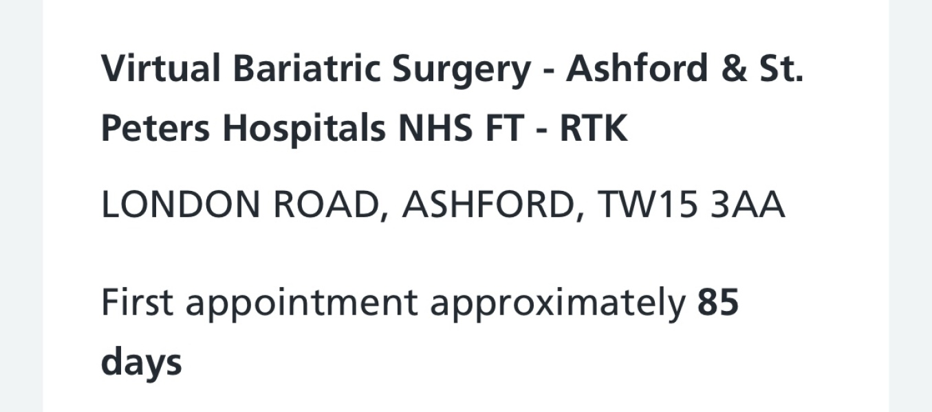 First appointment baristric clinic 