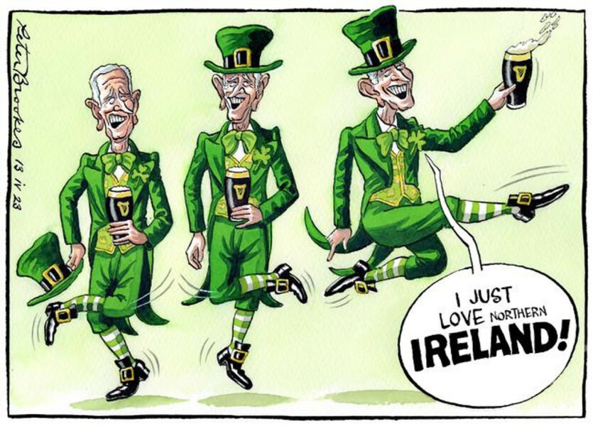To think that the Peter Brookes cartoon of Joe Biden in the Times is pretty offensive towards Irish people?