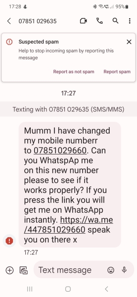 Scam text 'from' child
