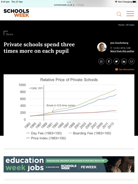School fees have risen by 19% in the space of 12 months