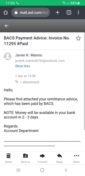 Do you have aol, if so did you receive this email ? From a javier k.manno